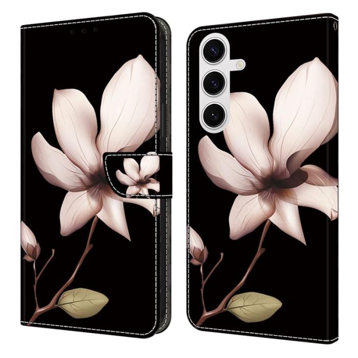 OEM - Samsung Galaxy S26 Fodral Magnetlås 3D Mönster Äkta Läder - Rosa Blomma