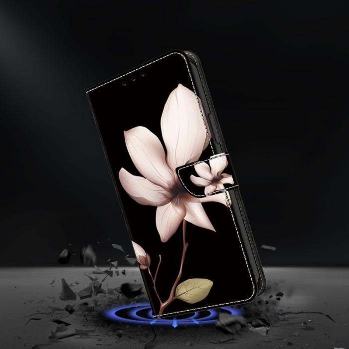 OEM - Samsung Galaxy S26 Fodral Magnetlås 3D Mönster Äkta Läder - Rosa Blomma