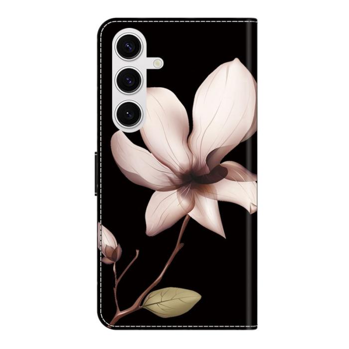 OEM - Samsung Galaxy S26 Fodral Magnetlås 3D Mönster Äkta Läder - Rosa Blomma