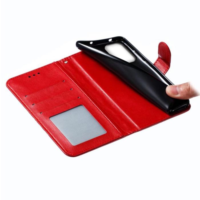 OEM - Samsung Galaxy S26 Fodral PU Läder Mandala Tryck - Röd