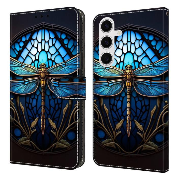 OEM - Samsung Galaxy S26 Fodral TPU + Konstläder Flip - Blå Trollslända