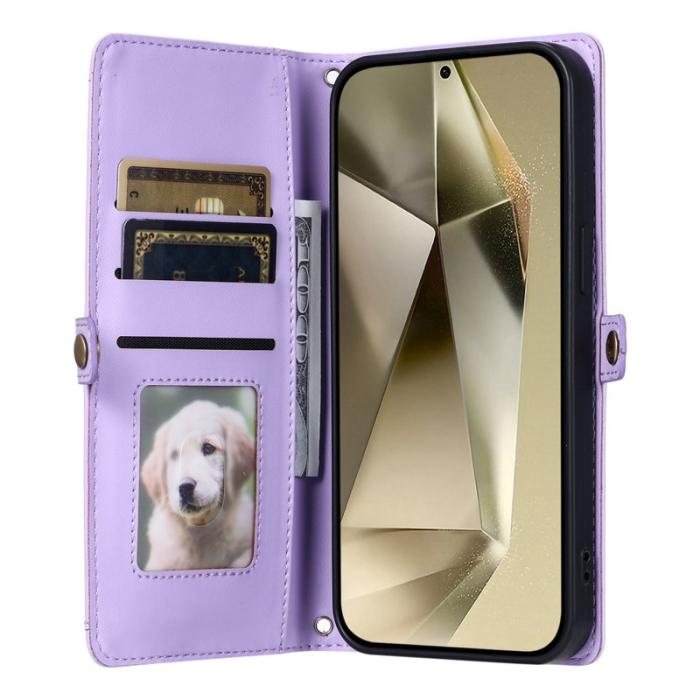 OEM - Samsung Galaxy S26 Plus Plånboksfodral Konstläder Med Handrem - Lila