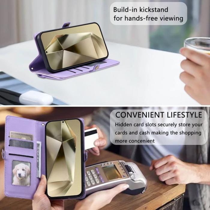 OEM - Samsung Galaxy S26 Plus Plånboksfodral Konstläder Med Handrem - Lila