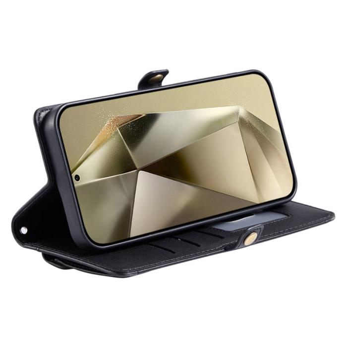 OEM - Samsung Galaxy S26 Plus Plånboksfodral Konstläder Med Handrem Ställ - Svart