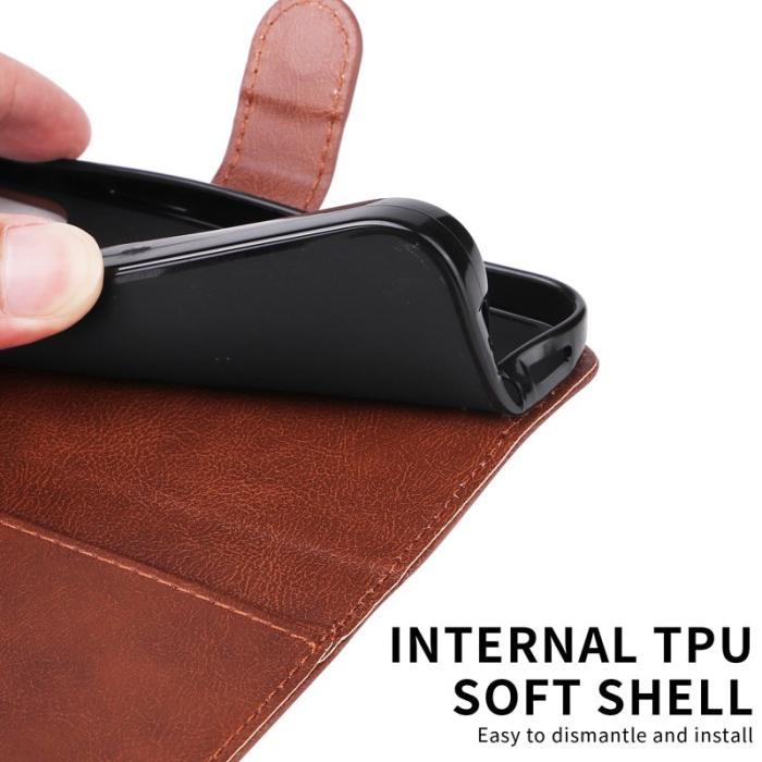 OEM - Samsung Galaxy S26 Plus Plånboksfodral Konstläder Med Rem Ställ - Brun