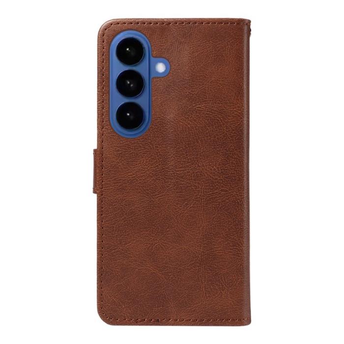 OEM - Samsung Galaxy S26 Plus Plånboksfodral Konstläder Med Rem Ställ - Brun
