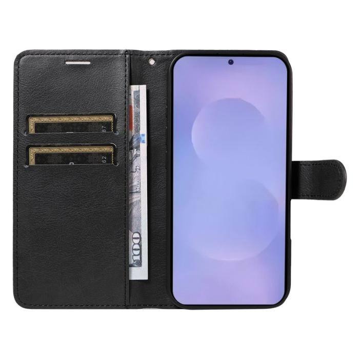 OEM - Samsung Galaxy S26 Plus Plånboksfodral Konstläder Med Rem - Svart