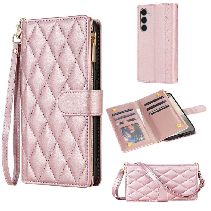 OEM - Samsung Galaxy S26 Plus Plånboksfodral Konstläder Rhombus - Roséguld