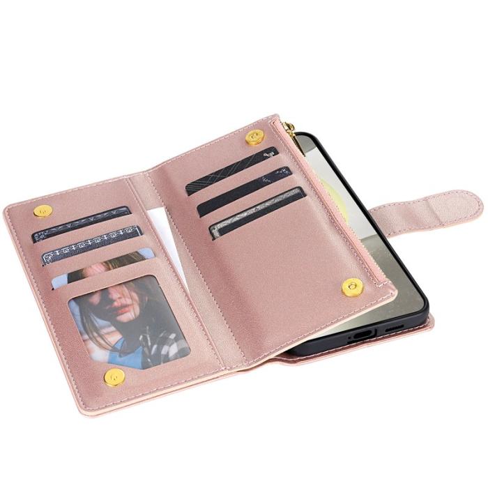 OEM - Samsung Galaxy S26 Plus Plånboksfodral Konstläder Rhombus - Roséguld