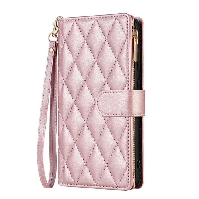 OEM - Samsung Galaxy S26 Plus Plånboksfodral Konstläder Rhombus - Roséguld