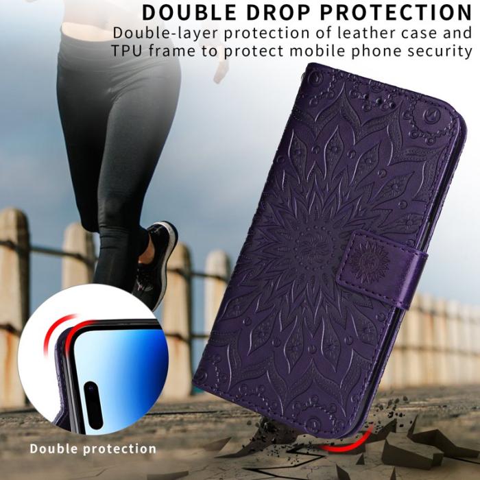 OEM - Samsung Galaxy S26 Plus Plånboksfodral Konstläder Solrosprägling - Lila