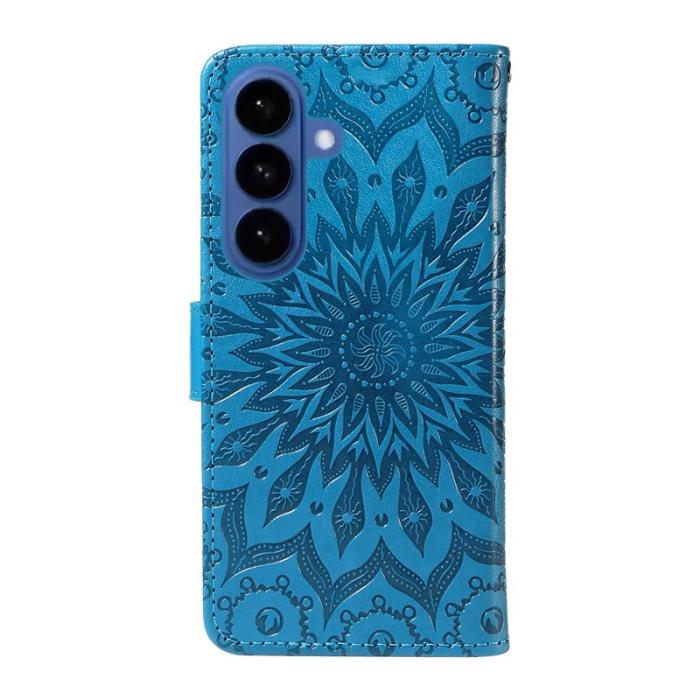 OEM - Samsung Galaxy S26 Plus Plånboksfodral Konstläder Solrostryck - Blå