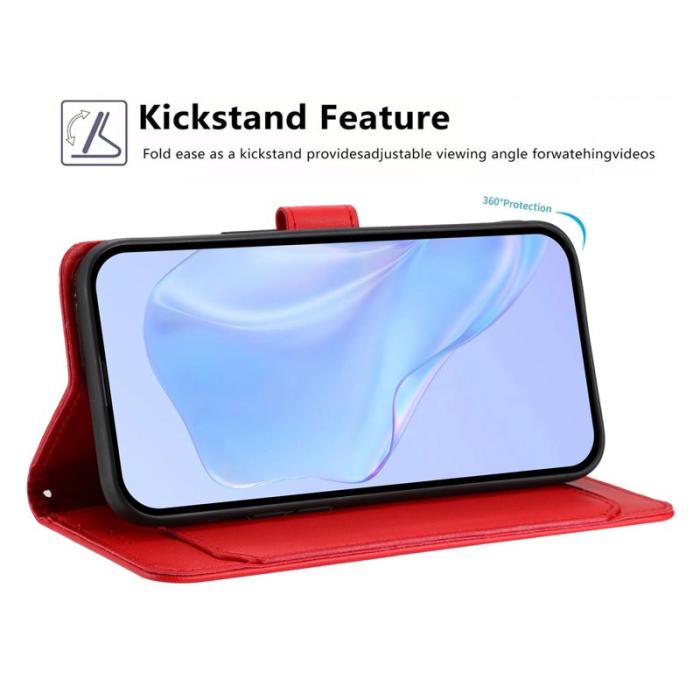 OEM - Samsung Galaxy S26 Plus Plånboksfodral Konstläder Ställ - Röd