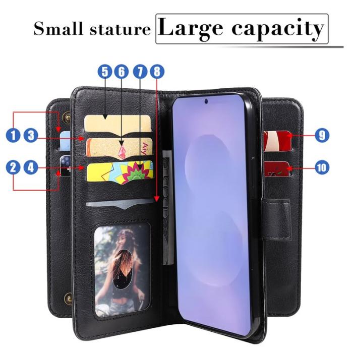 OEM - Samsung Galaxy S26 Plus Plånboksfodral Konstläder Ställ - Svart