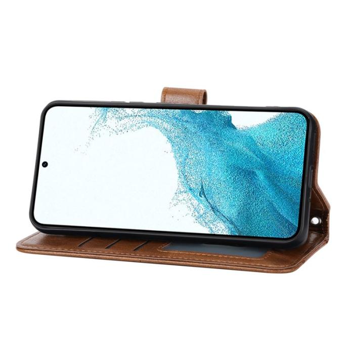 OEM - Samsung Galaxy S26 Plus Plånboksfodral Dragkedja Konstläder - Brun