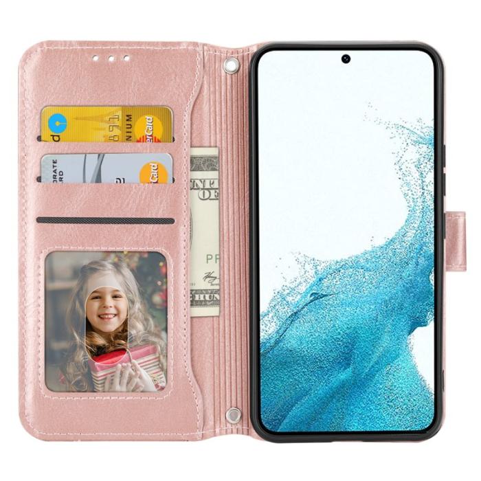 OEM - Samsung Galaxy S26 Plus Plånboksfodral Dragkedja Konstläder - Roséguld