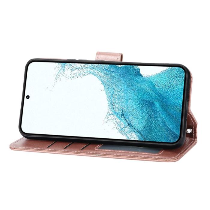 OEM - Samsung Galaxy S26 Plus Plånboksfodral Dragkedja Konstläder - Roséguld