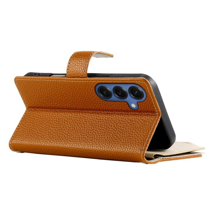 OEM - Samsung Galaxy S26 Plus Plånboksfodral Dragkedja Konstläder Flip - Brun