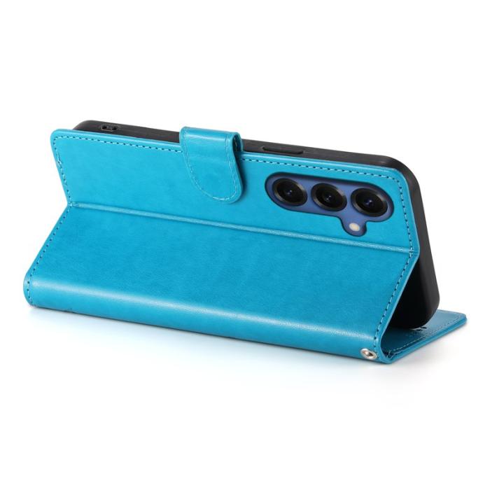 OEM - Samsung Galaxy S26 Plus Plånboksfodral Fjäril Blommönster Konstläder - Blå