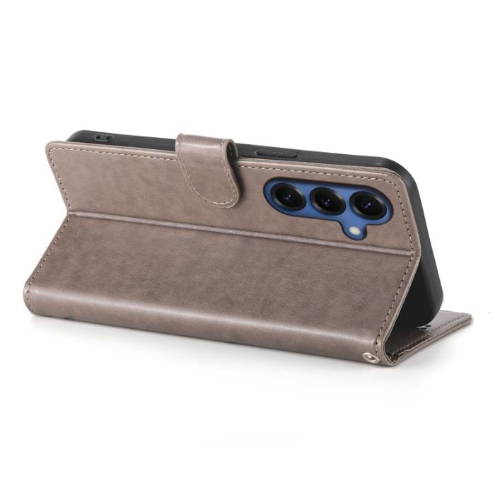 OEM - Samsung Galaxy S26 Plus Plånboksfodral Fjäril Blommönster Konstläder - Grå