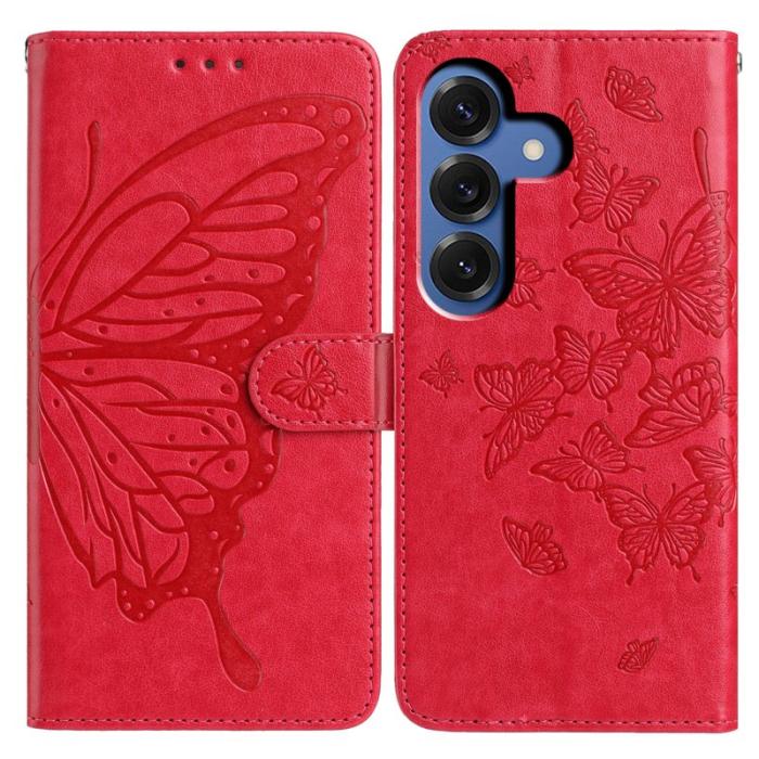 OEM - Samsung Galaxy S26 Plus Plånboksfodral Flip Konstläder Med Rem - Röd