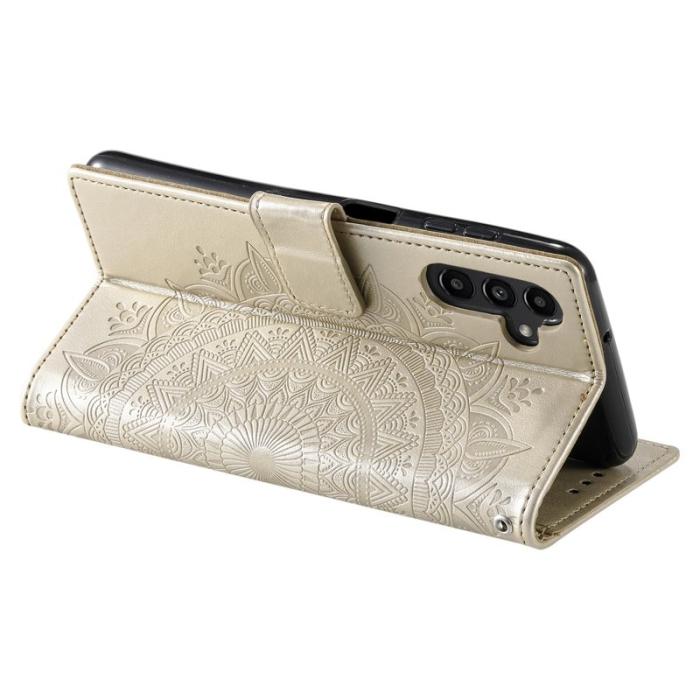 OEM - Samsung Galaxy S26 Plus Plånboksfodral Impräntad Totem Konstläder - Guld