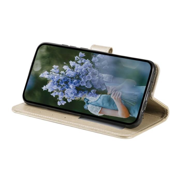 OEM - Samsung Galaxy S26 Plus Plånboksfodral Impräntad Totem Konstläder - Guld