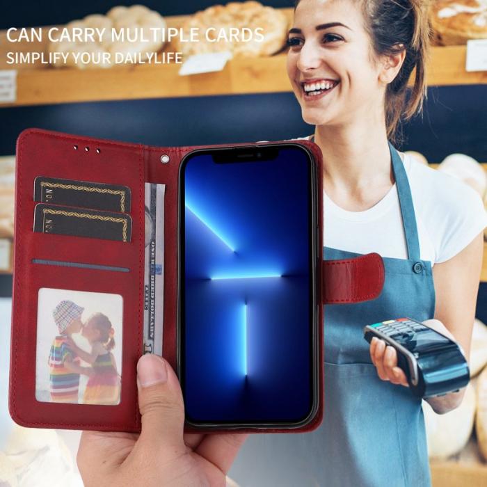 OEM - Samsung Galaxy S26 Plus Plånboksfodral Konstläder Folio Flip - Röd