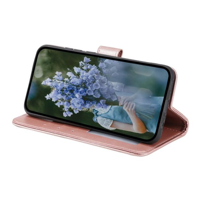OEM - Samsung Galaxy S26 Plus Plånboksfodral Konstläder Imprinted Totem - Roséguld