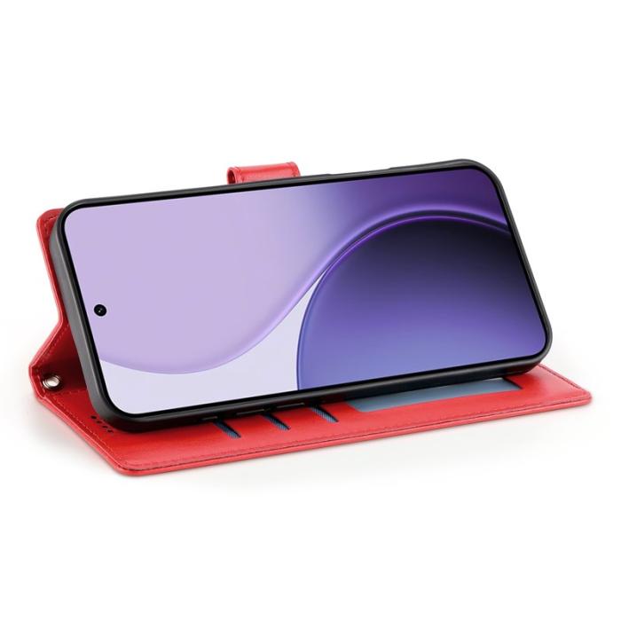 OEM - Samsung Galaxy S26 Plus Plånboksfodral Konstläder Blomtryck - Röd