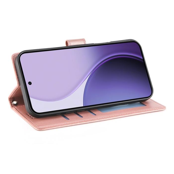 OEM - Samsung Galaxy S26 Plus Plånboksfodral Konstläder Blomtryck - Roséguld