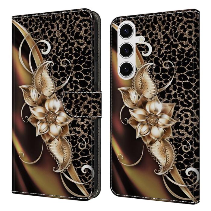 OEM - Samsung Galaxy S26 Plus Plånboksfodral Konstläder Med Ställ - Metallblomma