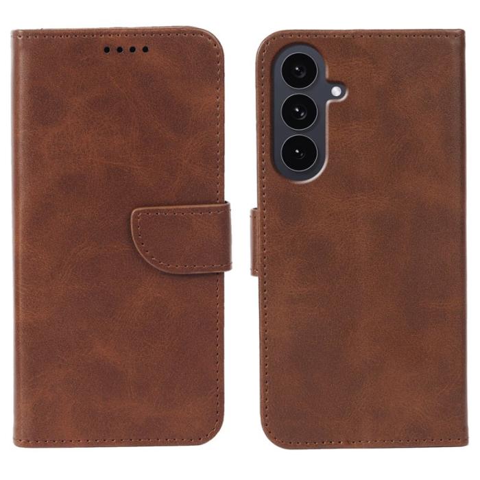 OEM - Samsung Galaxy S26 Plus Plånboksfodral Ställ Magnetisk Stängning Konstläder Brun