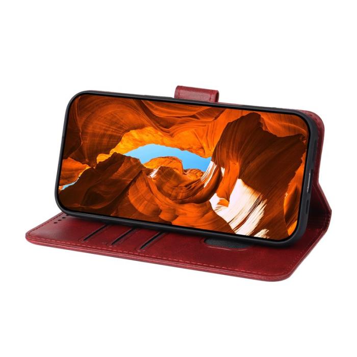 OEM - Samsung Galaxy S26 Plus Plånboksfodral Ställ Magnetisk Stängning Konstläder Röd