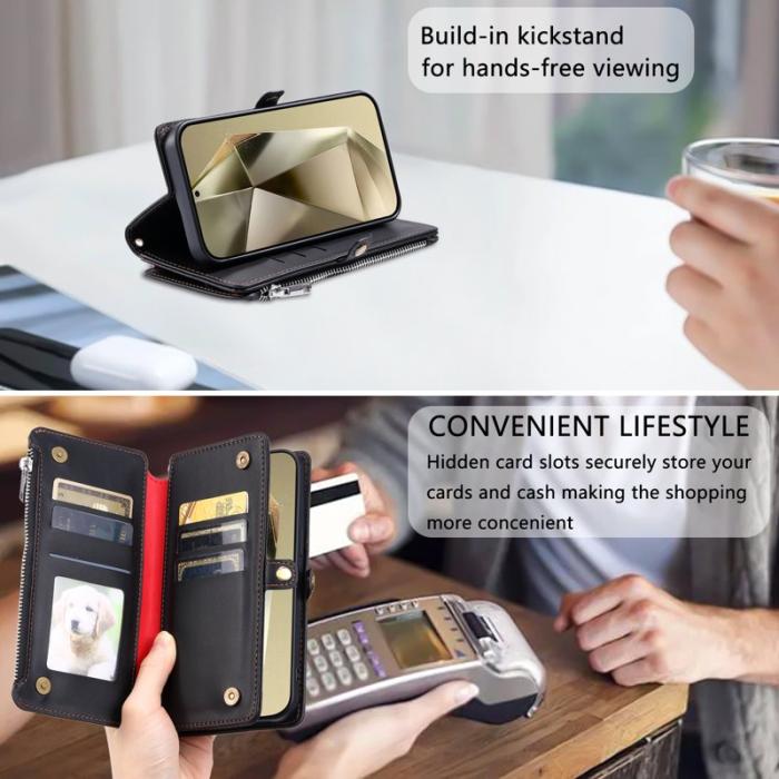 OEM - Samsung Galaxy S26 Plus Plånboksfodral TPU + Konstläder - Svart