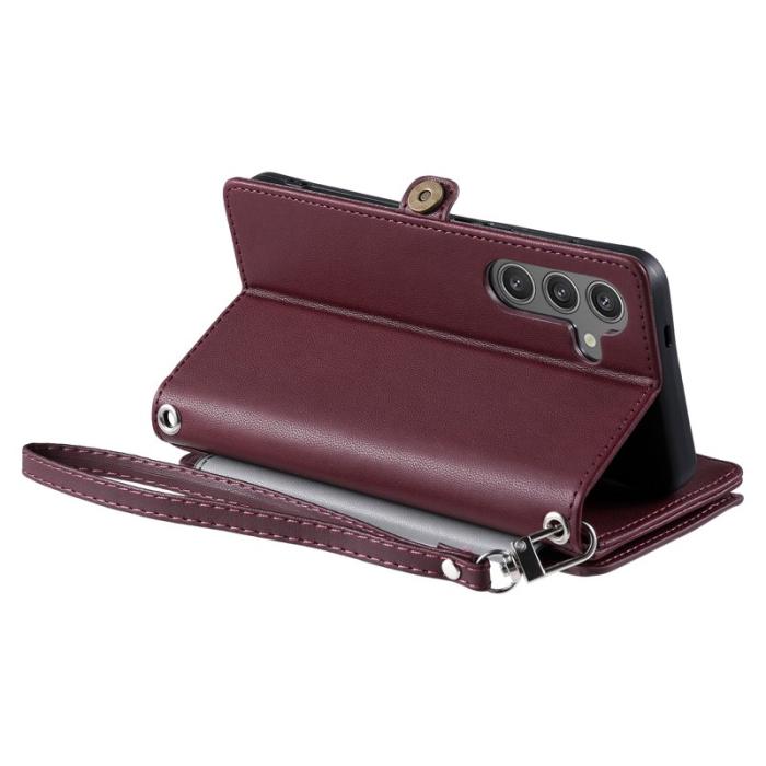 OEM - Samsung Galaxy S26 Plus Plånboksfodral TPU + Konstläder - Vinröd