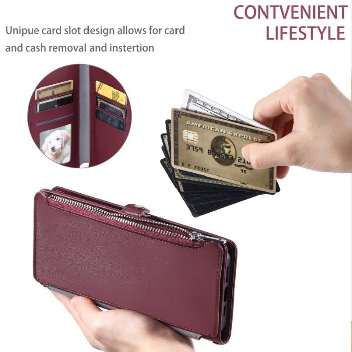 OEM - Samsung Galaxy S26 Plus Plånboksfodral TPU + Konstläder - Vinröd