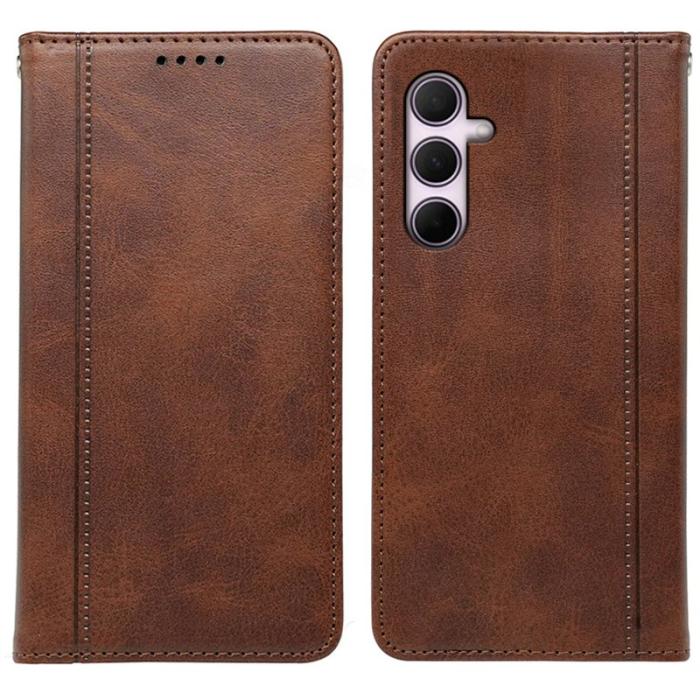 OEM - Samsung Galaxy S26 Plus Mobilskal KonstLäder Med Magnetisk Stängning - Brun