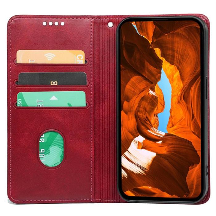 OEM - Samsung Galaxy S26 Plus Mobilskal KonstLäder Med Magnetstängning - Röd