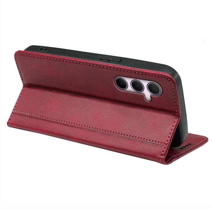 OEM - Samsung Galaxy S26 Plus Mobilskal KonstLäder Med Magnetstängning - Röd