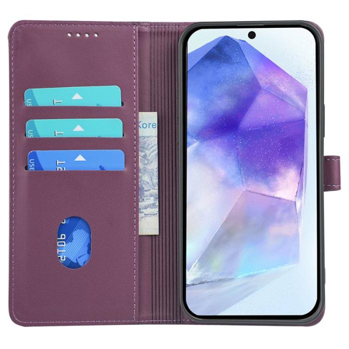 OEM - Samsung Galaxy S26 Plus Mobilskal Magnetlås Fyrklöver KonstLäder - Lila