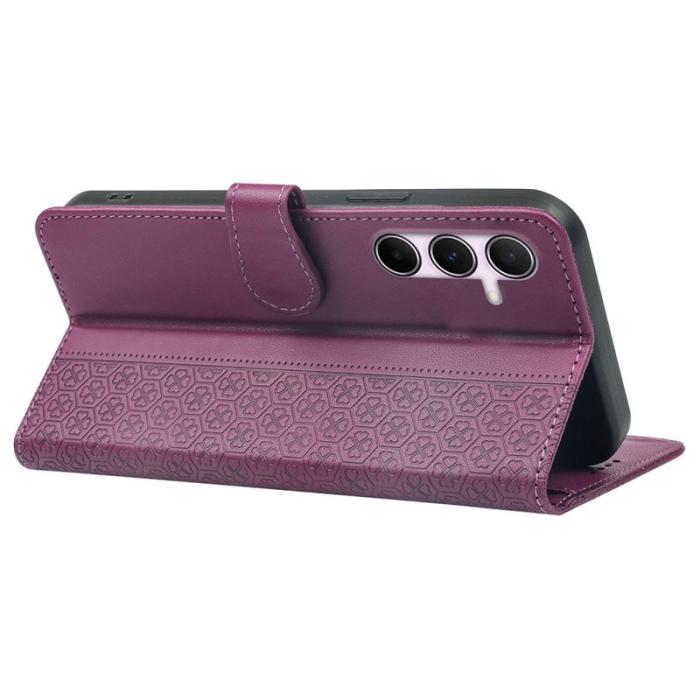 OEM - Samsung Galaxy S26 Plus Mobilskal Magnetlås Fyrklöver KonstLäder - Lila