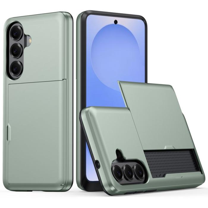 OEM - Samsung Galaxy S26 Plus Mobilskal Plast Bakcover med Kortfack - Armégrön