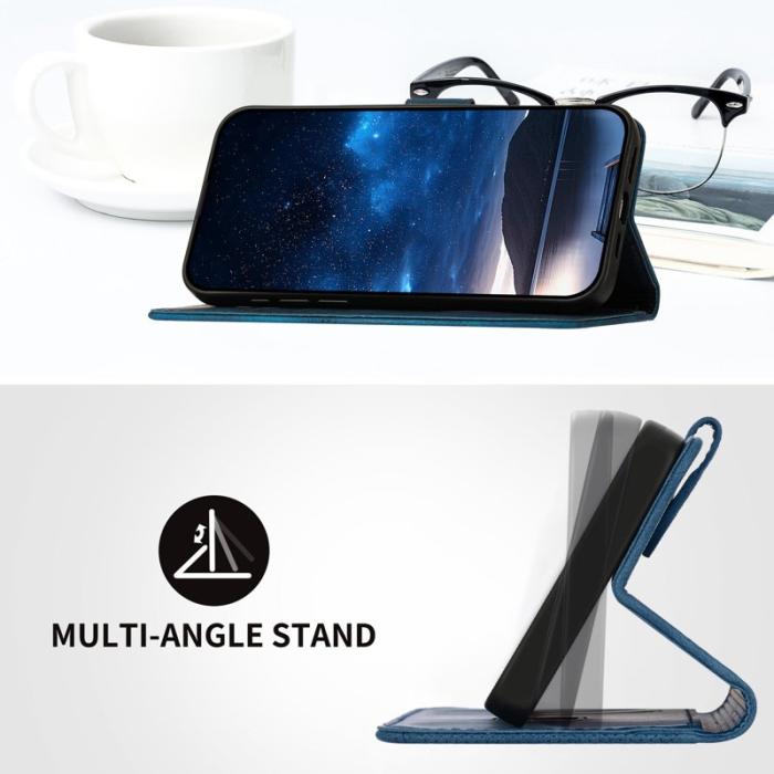 OEM - Samsung Galaxy S26 Pro Fodral Äkta Läder Fjäril Blomma - Royal Blue