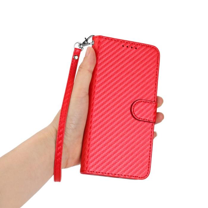 OEM - Samsung Galaxy S26 Pro Fodral Äkta Läder Kolfiber - Röd