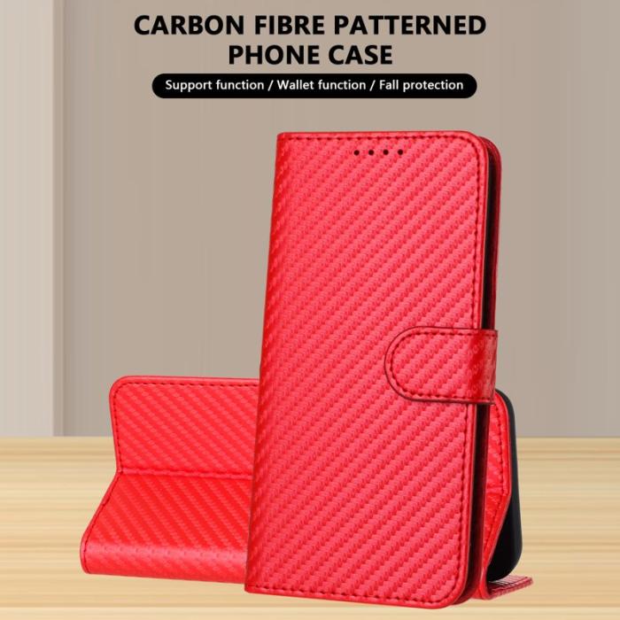 OEM - Samsung Galaxy S26 Pro Fodral Äkta Läder Kolfiber - Röd