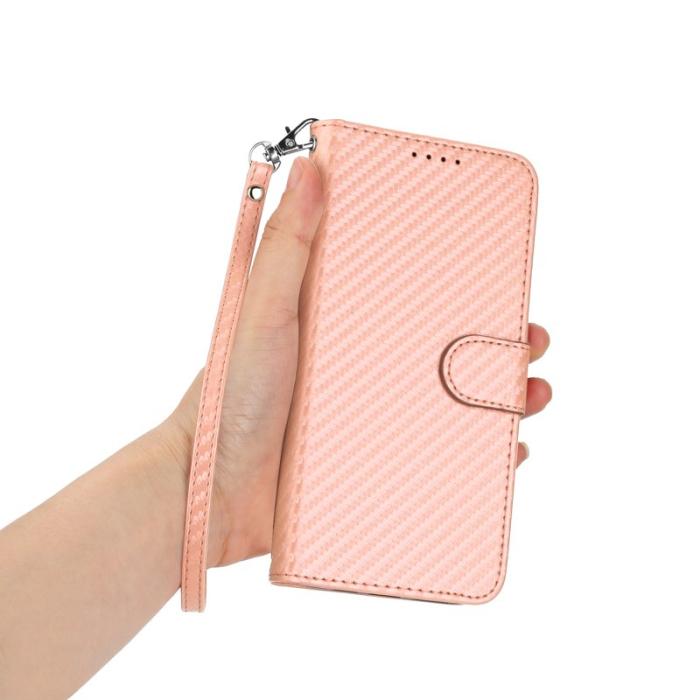 OEM - Samsung Galaxy S26 Pro Fodral Äkta Läder Med Rem Kolfiber - Rosa