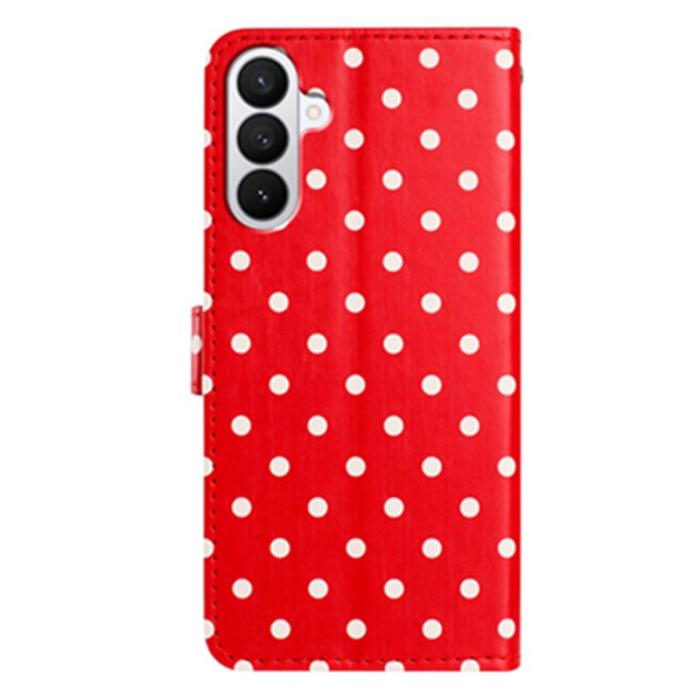 OEM - Samsung Galaxy S26 Pro Fodral Äkta Läder Polka Prickar - Röd