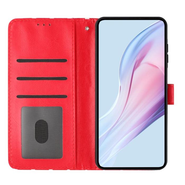 OEM - Samsung Galaxy S26 Pro Fodral Äkta Läder Polka Prickar - Röd