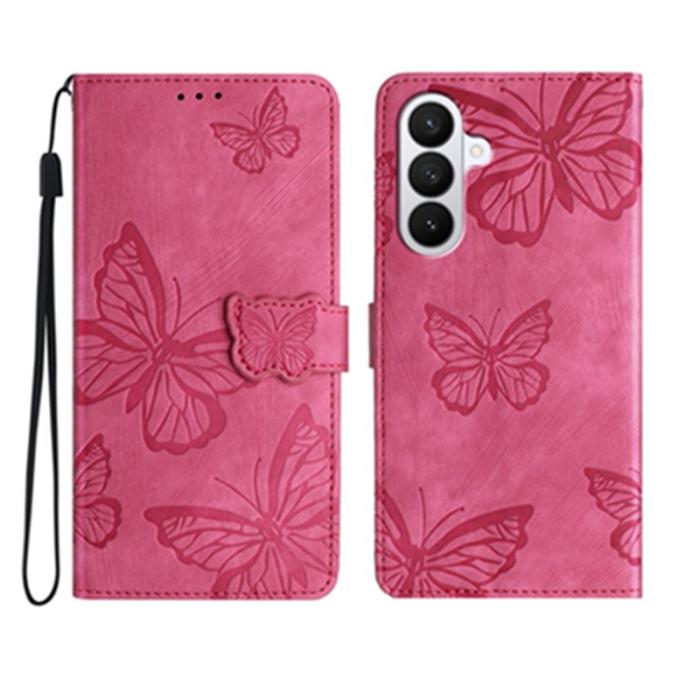 OEM - Samsung Galaxy S26 Pro Fodral Flip Konstläder Fjäril - Rosa